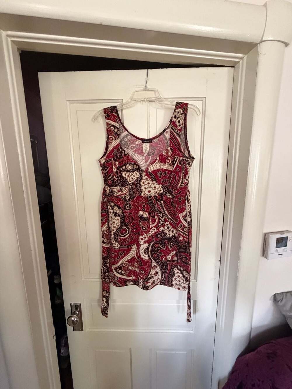 Cocomo Women's Red Paisley Print Sleeveless Belted Tank Top